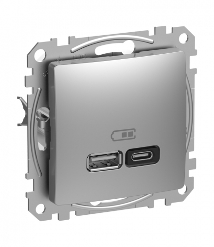 Sedna Design & Elements, Ładowarka USB, typ A+C, 3A, 45 W, PRO, aluminium Schneider SDD113404