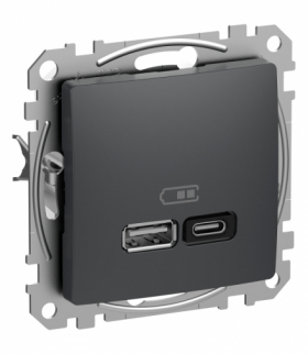Sedna Design & Elements, Ładowarka USB, type A+C, 3A, 45W, PRO, antracytowy Schneider SDD114404