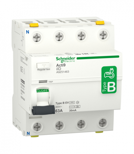 Wyłącznik różnicowoprądowy Acti9 iID-63-4-30-B-EV 63A 4-biegunowy 30mA typ B-EV (Electric Vehicle) Schneider A9Z51463