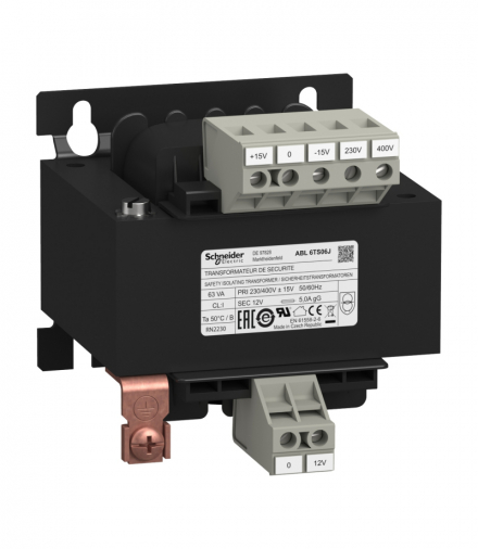 Phaseo, separacyjny transformator napięcia, wejście 230...400 V, wyjście 1 x 12 V, 63 VA Schneider ABL6TS06J