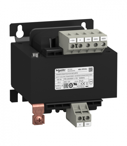 Phaseo, separacyjny transformator napięcia, wejście 230...400 V, wyjście 1 x 12 V, 100 VA Schneider ABL6TS10J