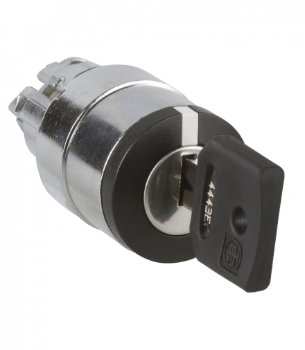 Harmony XB4 Przełącznik 3 pozycyjny Ø22 z kluczem stabilny 4 multichipy okrągły metalowy Schneider ZB4BG02K