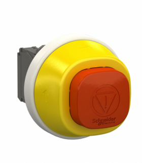 Harmony XB5, Antybakteryjny przycisk Estop, plastik, Ø22, blokada obrót, biały/czerwony LED, 24 V AC/DC, 1 NO + 1 NC Schneider XB5AS84W3B5