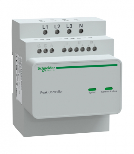 Peak Controller 3f, EVlink Home, maksymalny dopuszczalny prąd ustawiany ręcznie od 16A do 50A Schneider EVA1HPC3