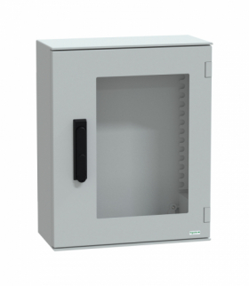 Thalassa Obudowa poliestrowa wisząca PLM z drzwiami transparentnymi, zamek 3 punktowy, IP66 530x430x200 mm Schneider NSYPLM54TVG