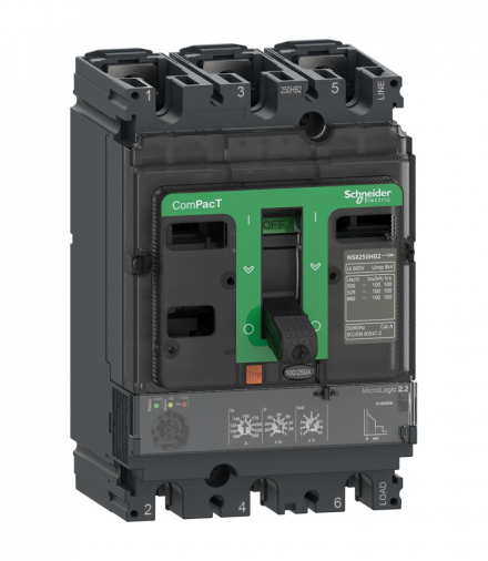 Wyłącznik, ComPacT NSX 100H, 70kA/415VAC, 3 biegunowy, MicroLogic 2.2 100A Schneider C10H32D040