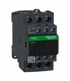 Stycznik mocy TeSys D AC3 25A 3P 1NO 1NC cewka 110VDC zaciski skrzynkowe Schneider LC1D25FD