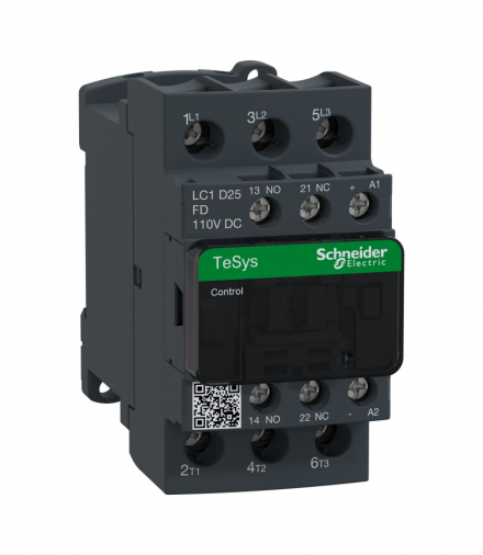 Stycznik mocy TeSys D AC3 25A 3P 1NO 1NC cewka 110VDC zaciski skrzynkowe Schneider LC1D25FD