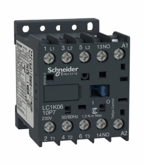 Stycznik miniaturowy, TeSys K, 9A [AC-3], cewka 24VAC, 50Hz, styk pom 1NO, zaciski skrzynkowe Schneider LC1K0910B5