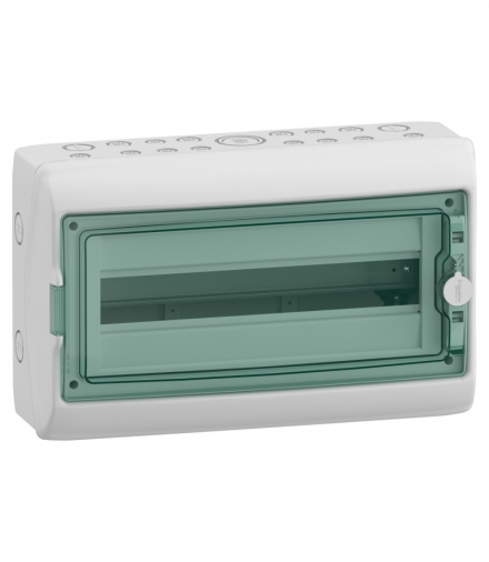 Obudowa natynkowa, Mureva (dawna Kaedra), IP65 MRV-1-18-NT-T drzwi transparentne 1 rząd 18 modułów/rząd Schneider 13432