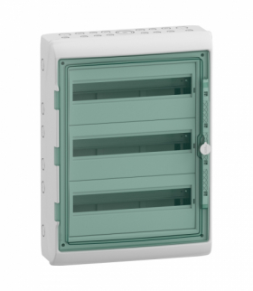 Obudowa natynkowa, Mureva (dawna Kaedra), IP65 MRV-3-18-NT-T drzwi transparentne 3 rzędy 18 modułów/rząd Schneider 13436