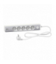 Odace, przedłużacz 5-gniazdowy z łącznikiem 2xUSB, 1,5m biały/szczotkowane aluminium Schneider ST935U1WA