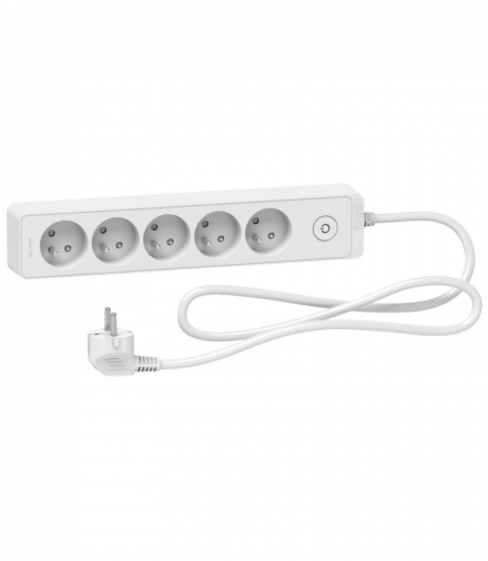 Odace, przedłużacz 5-gniazdowy z łącznikiem 1,5m biały Schneider ST9351W