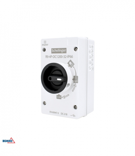 ROZŁĄCZNIK IZOLACYJNY PV 4-POLOWY 1200V DC 32A IP66 Bemko A11-R9-4P-DC1200-32-IP66