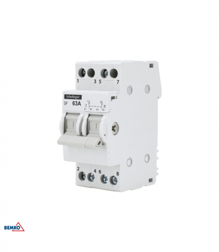 MODUŁOWY PRZEŁĄCZNIK INSTALACYJNY I-0-II 2P 63A Bemko A11-SF-2P-063