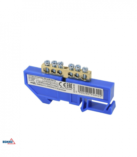 LISTWA ZACISKOWA NA SZYNĘ 6x9 6-TOROWA NIEBIESKA Bemko A18-TBI-6X09-06P-NI