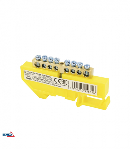 LISTWA ZACISKOWA NA SZYNĘ 6x9 8-TOROWA ŻÓŁTA Bemko A18-TBI-6X09-08P-ZO