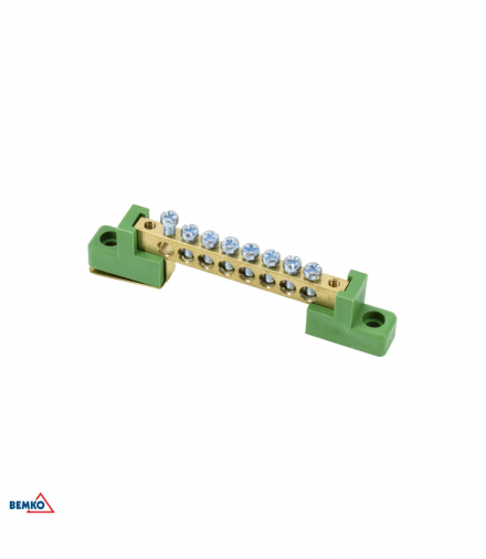 LISTWA ZACISKOWA NA IZOLATORACH PŁASKICH 6x9 8-TOROWA ZIELONA Bemko A18-TBJ-6X09-08P-ZI