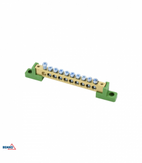 LISTWA ZACISKOWA NA IZOLATORACH PŁASKICH 8x12 10-TOROWA ZIELONA Bemko A18-TBJ-8X12-10P-ZI