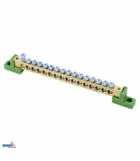 LISTWA ZACISKOWA NA IZOLATORACH PŁASKICH 8x12 16-TOROWA ZIELONA Bemko A18-TBJ-8X12-16P-ZI
