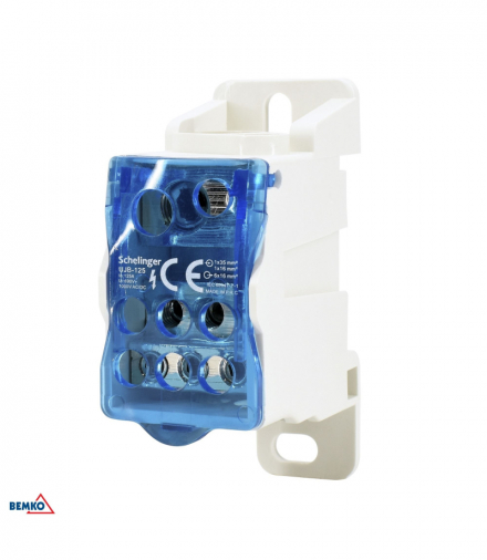BLOK ROZDZIELCZY 8 ZACISKÓW (IN 1x10-35mm, 1x6-16mm OUT 6x2,5-16mm) Bemko A18-UJB-125