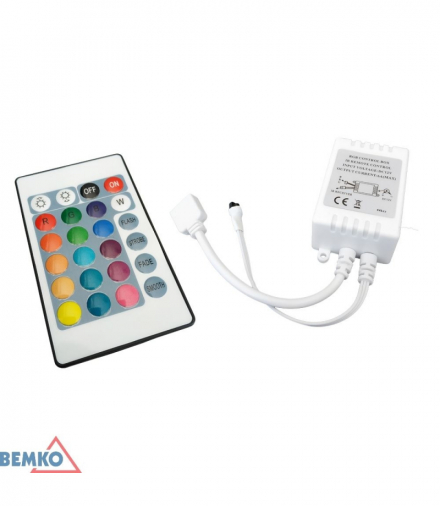 STEROWNIK LED IR 72W Z PILOTEM 24 PRZYCISKI RGB Bemko B44-IR-SRP-072-24-RGB