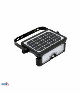 NAŚWIETLACZ SOLARNY LED SOLEN 5W 500LM 4000K IP65 CZARNY CZ. PIR Bemko C83-SON-005BL-4K-PIR