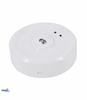 OPRAWA AWARYJNA SKALER OKRĄGŁA 3W OPTYKA KORYTARZOWA IP40 AUTOTEST 1H CNBOP Luxmena Bemko C91-SKL-R-3SC-AT1H-CNBOP
