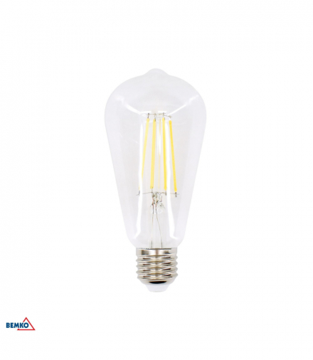 ŹRÓDŁO LED FILAMENT 230V E27 ST64 7W 950LM 2700K 320ST Bemko D86-FLB-E27-ST64-070-2K