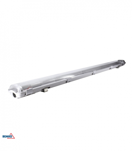 OPRAWA HERMETYCZNA EMPTY 120CM 2xT8LED PC, KLOSZ PRYZMATYCZNY Bemko S-C14-E-OHL-120-2KP