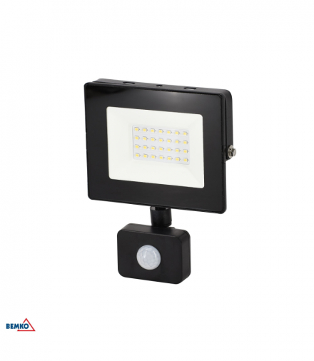 NAŚWIETLACZ LED SMD KASTEL 20W 4000K 1800LM IP65 CZARNY CZ. PIR Kafler Bemko S-C64-S-LFK-020BL-4K