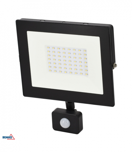 NAŚWIETLACZ LED SMD KASTEL 50W 6000K 4350LM IP65 CZARNY CZ. PIR Kafler Bemko S-C64-S-LFK-050BL-6K