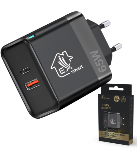 Extralink Smart Life Fast Charger 65W GaN Ładowarka USB-C, USB-A EXTRALINK CHARESL06