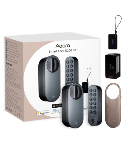 Aqara Smart Lock U200 Czarny Inteligentny zamek do drzwi HomeKit, Thread, Bluetooth 5.1, NFC AQARA EL-D02D