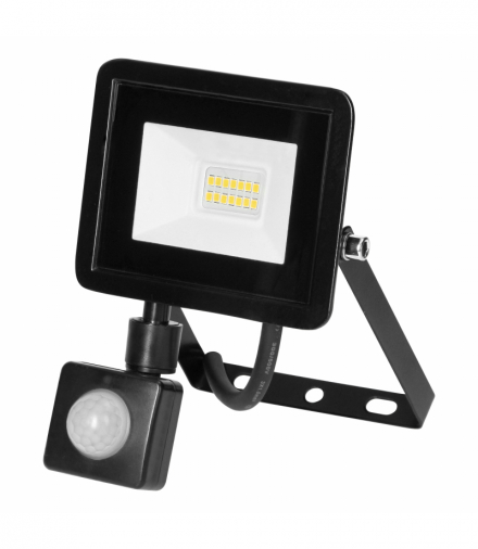 ALLED 10W Naświetlacz LED z PIR, 850lm, IP44, 4000K, Alu+Glass Orno FL/R-9