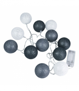 Girlanda LED, 12 x biało-szare kule, 2 x AA, 1,5 m DPM GR0201