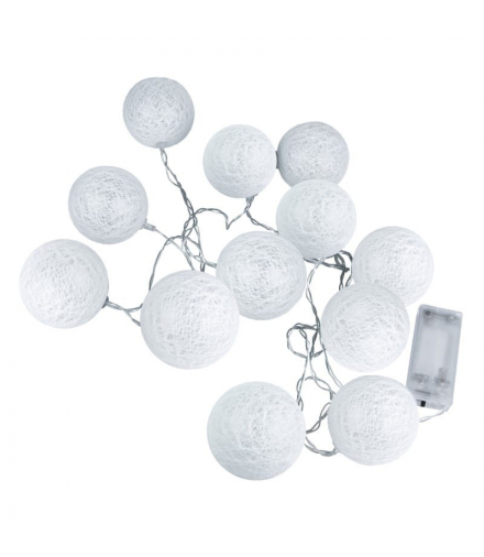 Girlanda LED, 12 x cotton balls, białe, 2 x AA, 1,5 m DPM GR0202
