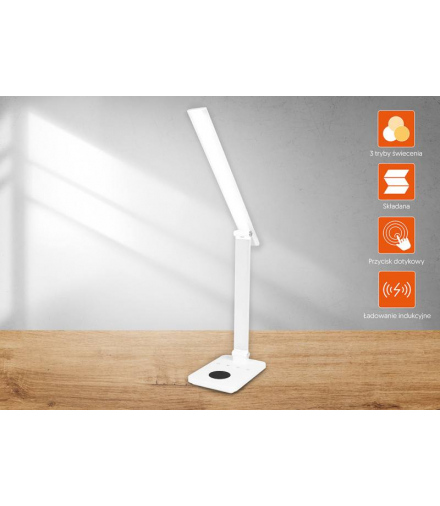 Lampka biurkowa LTC LED 10W, 3 tryby świecenia 3000/4500/6000K , ładowanie indukcyjne, panel dotykowy, regulowana LTC LXL0099B