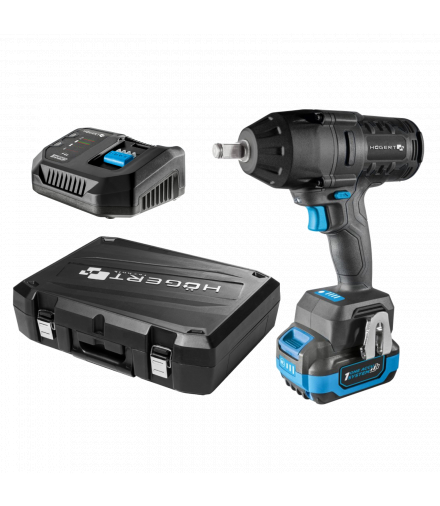 Zestaw akumulatorowy bezszczotkowy klucz udarowy 1000 Nm 18V OneAccuSystem + akumulator 6Ah + ładowarka + walizka Hogert HT2E254-B16IW