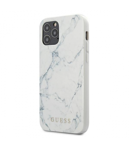 Nakładka do iPhone 12 / 12 Pro 6,1" GUHCP12MPCUMAWH biały hard case Marble TFO Guess GSM103686