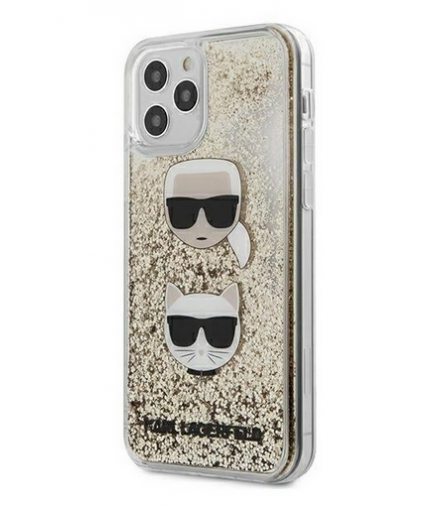 Nakładka do iPhone 12 / 12 Pro 6,1" KLHCP12MKCGLGO złota hard case Liquid Glitter Karl & Choupette TFO Karl Lagerfeld GSM103747