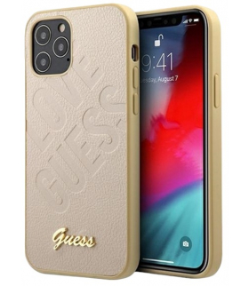 Nakładka do iPhone 12 Pro Max 6,7" GUHCP12LPUILGLG złota hard case Iridescent Love Script Gold Logo TFO Guess GSM104819