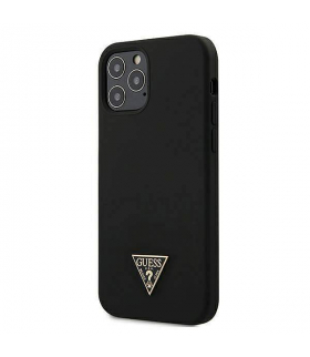 Nakładka do iPhone 12 / 12 Pro 6,1" GUHCP12MLSTMBK czarna hard case Silicone Triangle Logo TFO Guess GSM104834