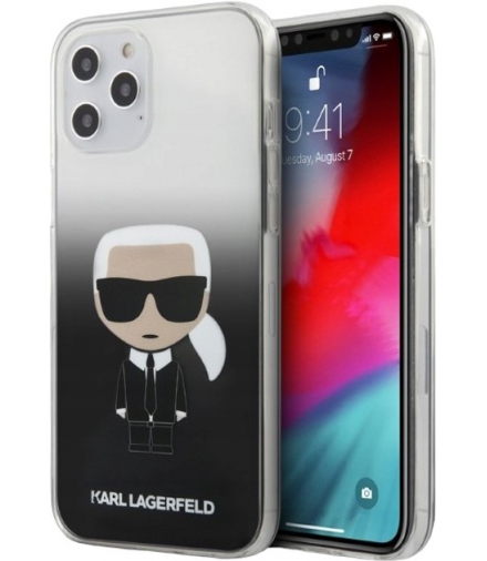 Nakładka do iPhone 12 Pro Max 6,7" KLHCP12LTRDFKBK czarna hard case Gradient Iconic Karl TFO Karl Lagerfeld GSM106029