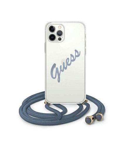 Nakładka do iPhone 12 / 12 Pro 6,1" GUHCP12MCRTVSBL niebieskie hard case Script Vintage TFO Guess GSM109235