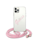 Nakładka do iPhone 12 / 12 Pro 6,1" GUHCP12MCRTVSPI różowa hard case Script Vintage TFO Guess GSM109236