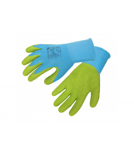 ULLER rękawice kids powlekane latexem niebiesko/zielone 5 Hogert HT5K770-5