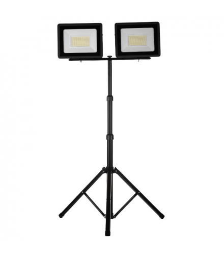 Naświetlacz LED na statywie, 2 x 100 W, 2 x 7200 lm, 6400 K, IP65, 150 cm, czarny, GERMINA SL-S08