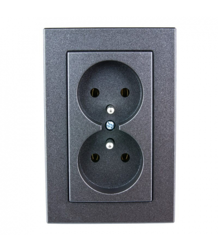 Gniazdo z uziemieniem, podwójne, grafitowe, XP500, Vilma DPM RP16-021GR
