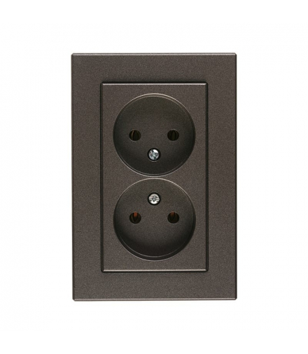 Gniazdo bez uziemienia, podwójne, grafitowe, XP500, Vilma DPM RP16-020GR